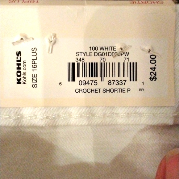 KOHL'S SO FAVORITE SHORTIE WHITE SHORTS 16 PLUS - Picture 7 of 7